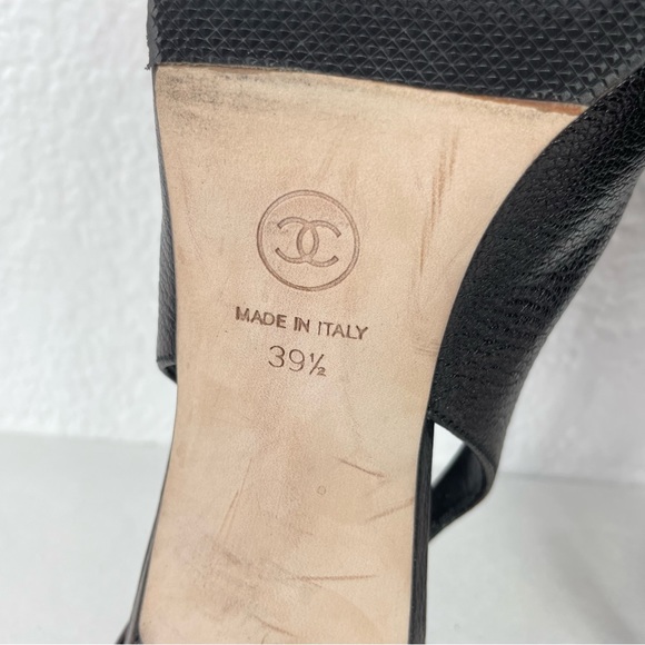 {Chanel} Bronze Leather CC Cap Toe Slingback Sandals Size 39.5 - Picture 14 of 14